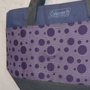 Coleman Insulated Tote - Purple & Gray  with Polka Dot Design 6881